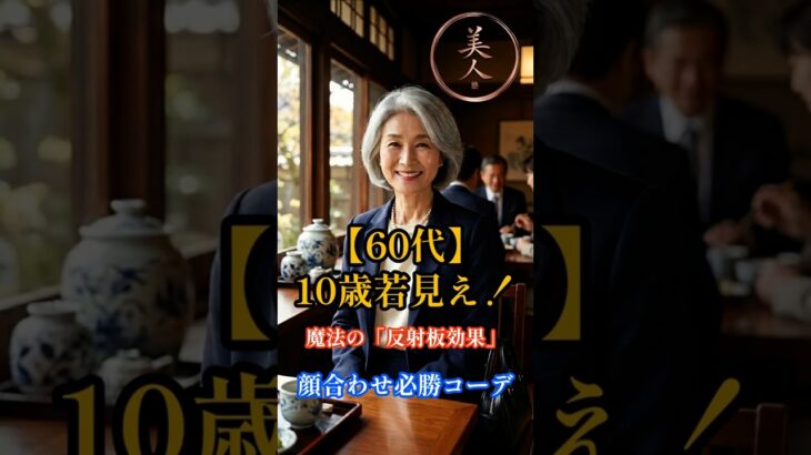 【60代】10歳若見え！顔合わせで失敗しない魔法の「反射板効果」#60代ファッション, #顔合わせコーデ, #反射板効果, #10歳若見え, #シニア美人塾, #春コーデ, #魔法の配色, #顔合わせ