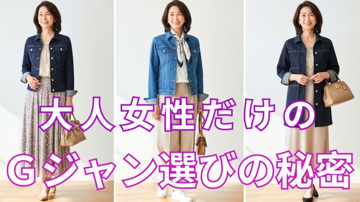【絶対失敗しない】４０代・５０代・６０代女性がGジャンで上品に見える色・形・サイズの選び方。これを見る前に買わないでください。
