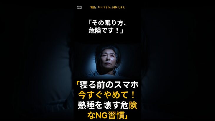 「寝る前のスマホ今すぐやめて！熟睡を壊す危険なNG習慣」#熟睡 #睡眠不足 #不眠改善 #60代睡眠 #認知症予防 #シニア女性 #50代女性#60代女性 #70代健康 #健康ショート #今すぐやめて