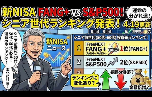 新NISA【iFreeNEXT FANG+Fang+・S&P500】シニア前世代ランキング！変化はある？暴騰or暴落？4.19