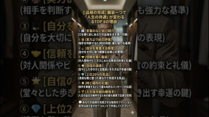 [身だしなみと敬意] 服装一つで人生の扱いが変わる理由 TOP 8