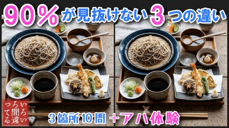 【間違い探しで脳トレ】シニアにおすすめ！美味しそうなグルメ料理画像で無料クイズ｜大人の脳活にも◎お腹がすいて食べたくなる難問