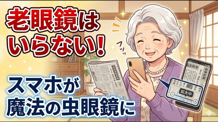 スマホが魔法の虫眼鏡に！老眼鏡いらずの裏技！