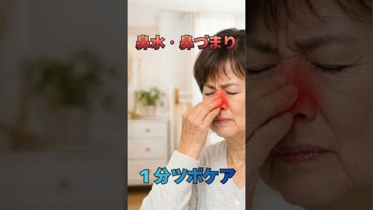 鼻水・鼻づまりがツラい人！１分ツボ（攅竹）シニア向け #ツボ押し #セルフケア