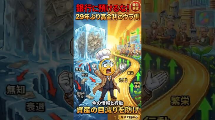 【金利の構造】政策金利・国債・預金金利の違いを1分で解説！ 新しいNISAへ今すぐ切り替えてください l 日本銀行の金利引き上げで真に利益を得る人の特徴··· シニアが今すぐすべき資産防御 #日本経済