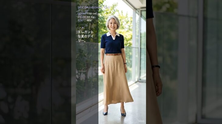 158cmのシニア向け、夏のプレミアムデイリー＆クールビズ | V-Runway Ep.4 #シニアファッション #クールビズ #夏コーデ #AIファッション