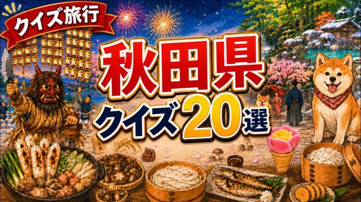 クイズ旅行で行く秋田の旅🎌全20問でなまはげ・秋田犬・乳頭温泉も巡る脳トレ#秋田 #クイズ旅行 #脳トレ #シニア