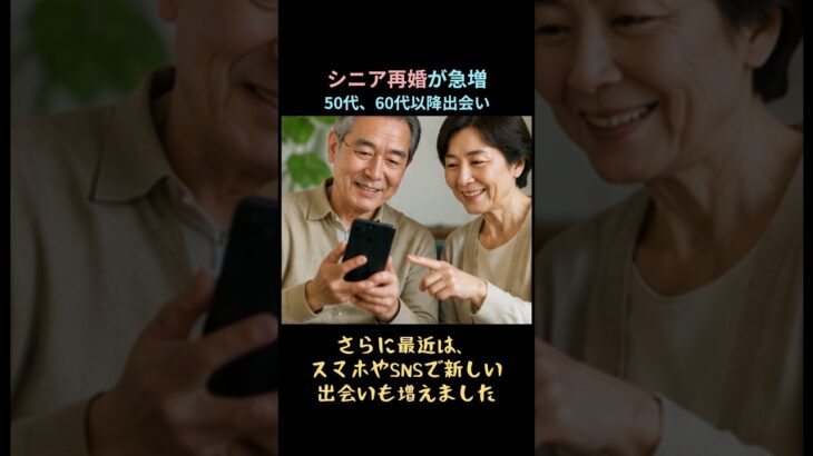 シニアの再婚；今日本では“4組に1組”が再婚です#シニア再婚#再婚#熟年離婚#老後#人生100年時代#シニアライフ#夫婦#相続#終活#家族問題#第二の人生#人生#高齢化社会#老後の不安#ショート動画
