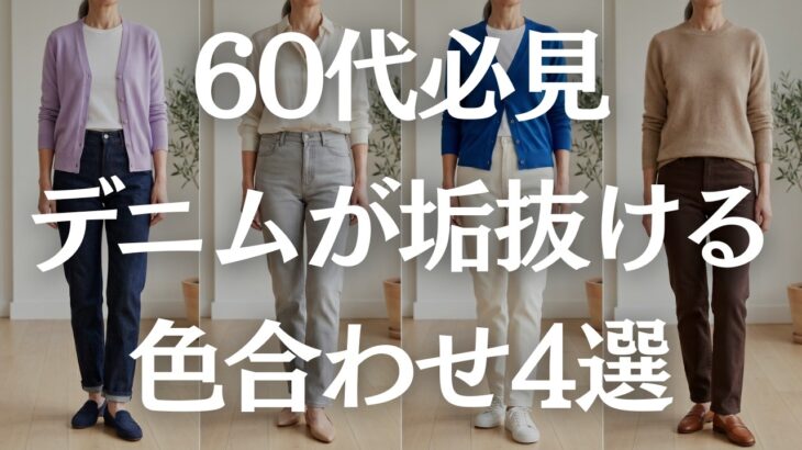 【60代デニム】なんか重たくなる…を解消！デニムが垢抜ける色合わせ４選！