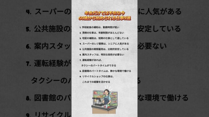 年金だけでは不安な今60歳から始められる仕事9選                                 #シニアライフ #60代 #仕事探し