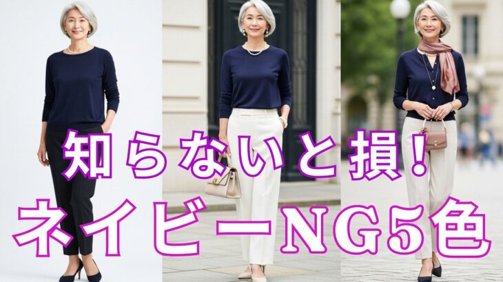 【絶対失敗しない】60代女性必見！そのネイビーコーデ、実は老けて見えています。今日から変わるNG配色5選