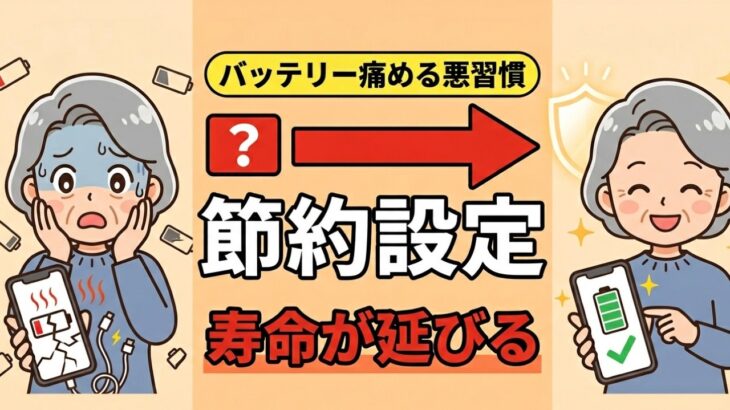 【シニア必見】スマホ電池をダメにするNG習慣10選と買い替えを防ぐ節約設定10選