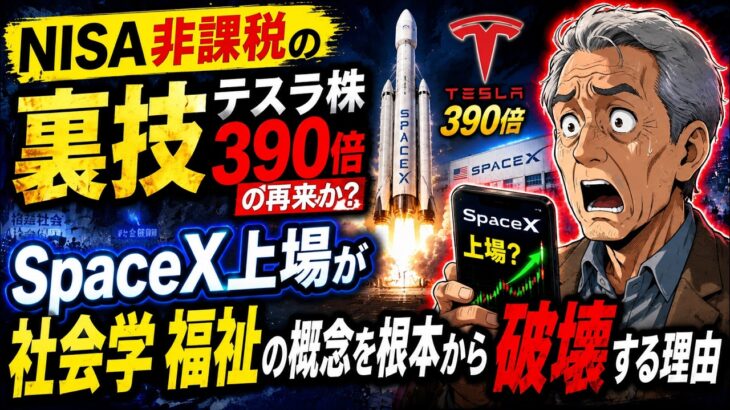 NISA非課税の裏技 テスラ株390倍の再来か？SpaceX上場が社会学 福祉の概念を根本から破壊する理由