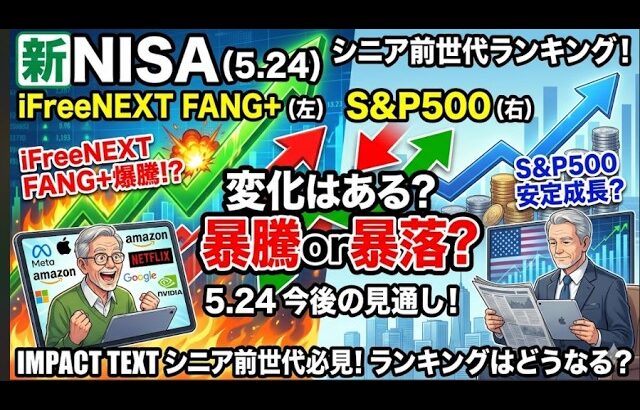 新NISA【iFreeNEXT FANG+Fang+・S&P500】シニア前世代ランキング！変化はある？暴騰or暴落？5.24