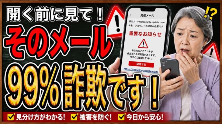 【iPhone】これが出たら100％詐欺！「携帯が止まる」メールへの正しい対処法【シニア専用】