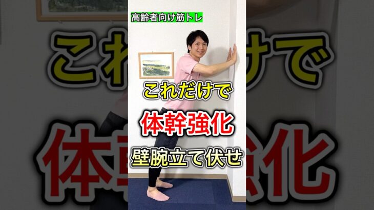 壁に寄りかかるだけで腹筋強化出来るシニア向け壁トレーニング