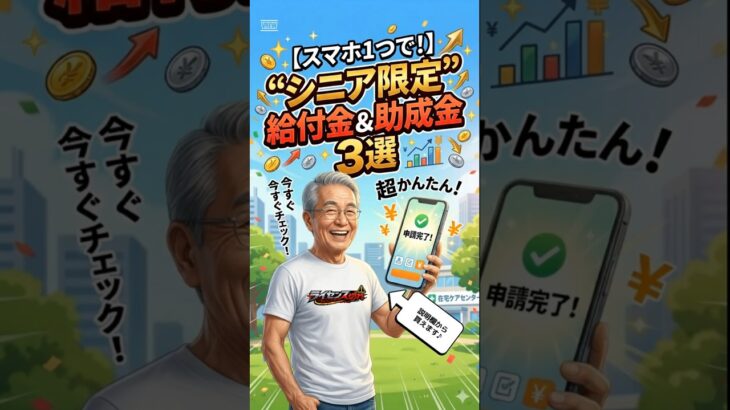 【スマホ1つで！】今すぐ申請できる“シニア限定”給付金と助成金3選 #給付金 #助成金 #シニアライフ #スマホ活用 #YouTubeショート