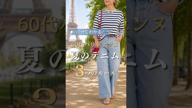 【シニアファッション】1分でわかる！50代60代パリジェンヌ夏のデニムを上品に着こなす3つのルール#60代 #50代 #70代 #シニアライフ #シニア