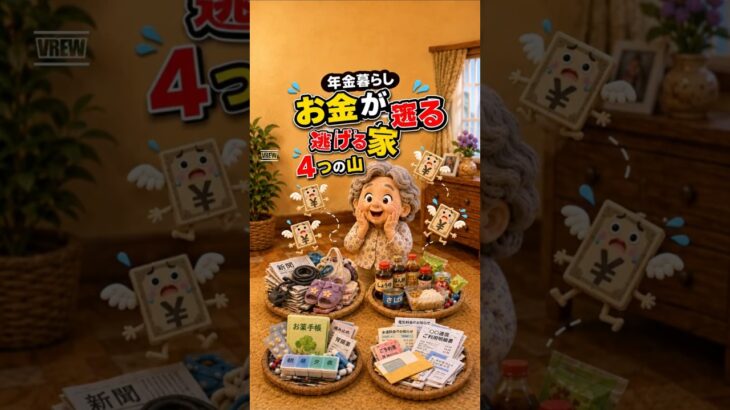 年金暮らしでお金が逃げていく家の特徴4つ#shortsfeed#shorts#年金暮らし #年金生活 #シニアライフ #60代からの暮らし #70代の暮らし #節約生活 #片づけ #老後の暮らし