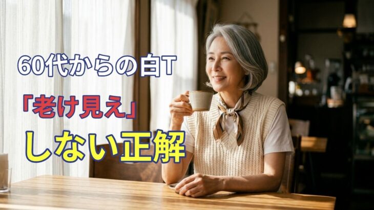60대부터의 흰 티 ‘늙어 보임’ 없는 정답 4가지!체형 커버도 되는 코디 법칙 【60대70대 패션】#シニアファッション #体型カバーコーデ #白Tコーデ