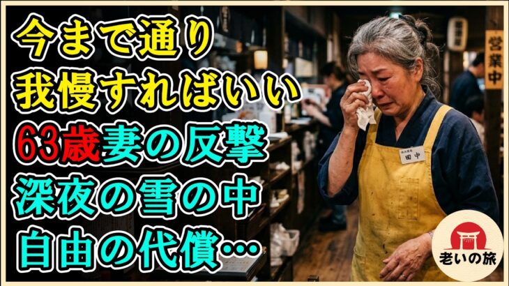 【シニアライフ】「今まで通り我慢すればいい」老後資金を全額盗んだ夫の暴言→全てが凍りつく63歳妻の反撃…深夜の雪の中で彼女が選んだ自由の代償と裏切り者たちの末路…【60代以上の方へ】