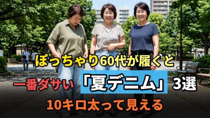 【衝撃】68歳がランチでデニムのボタンを外した理由…ぽっちゃり60代が 5kg細見えする3つの秘密 #60代ファッション #シニアファッション #デニムコーデ