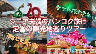 シニア夫婦のバンコク旅行　３日目　念願のピンクのガネーシャ ワットパクナムに感動　Big Cでお土産のドライマンゴーを買い物