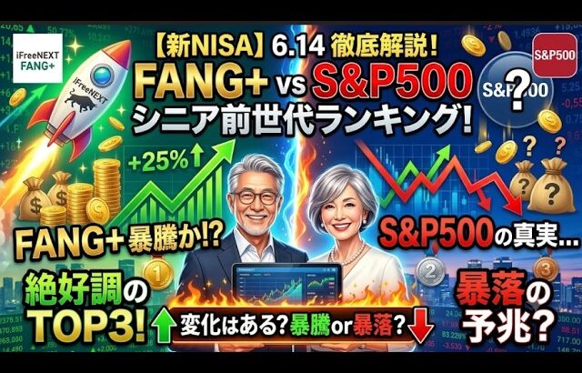 新NISA【iFreeNEXT FANG+Fang+・S&P500】シニア前世代ランキング！変化はある？暴騰or暴落？6.14