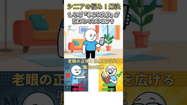 【シニアの悩み】小さい文字が読めない＃健康の悩み＃年金問題＃老後資金＃介護問題＃老眼＃記憶力低下＃頻尿対策＃腰痛＃体力回復＃医療費＃糖尿病＃高血圧＃癌予防＃睡眠時間＃免疫力の低下＃体臭問題＃皮膚の老化