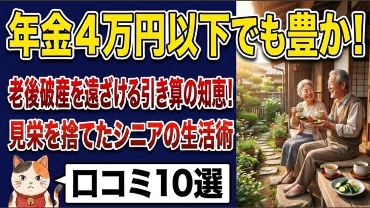 【シニアの本音の「老後破産しない人」】年金月4万円でもなぜか豊か…見栄と余計な固定費をすべて捨て去り穏やかに暮らす高齢者の生活の知恵・口コミ10選（猫の諭吉 | 口コミ・漫画）