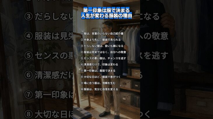 第一印象は服で決まる人生が変わる服装の理由                              #シニアファッション #60代ファッション #大人の服装 #清潔感 #第一印象