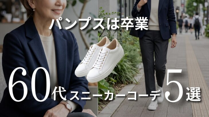 【シニアファッション】60代足が痛いパンプスは卒業！スニーカーでも上品に見える大人コーデ