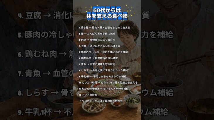 60代からは体を支える食べ物                                  #シニアの食事 #60代からの健康 #70代の健康 #体を支える食べ物 #たんぱく質