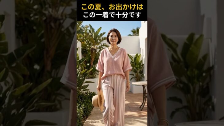60代の夏リネンセットアップ、老け見えしない3つのコツ #60代ファッション #シニアファッション #リネンセットアップ #shorts