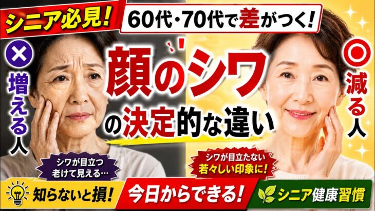 シニア必見！60代・70代で差がつく！顔のシワが増える人・減る人の決定的な違い【シニア健康習慣】