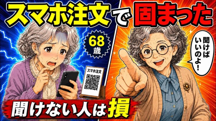 【漫画】「注文はスマホからです」に固まった68歳。外食で困らない5つの方法