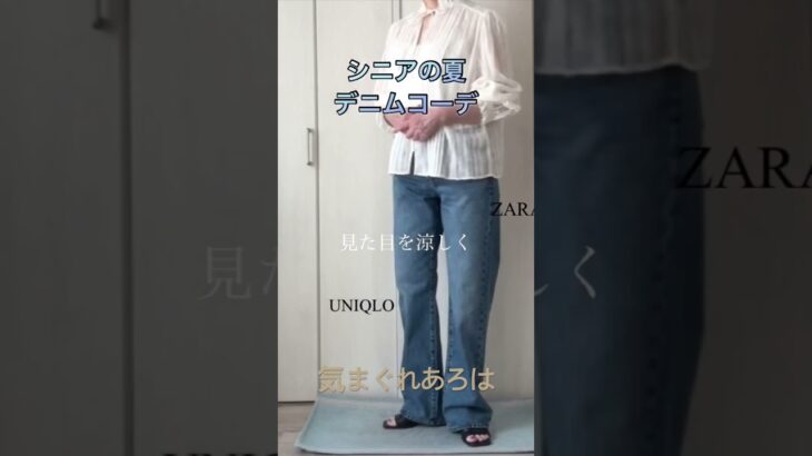 【あろはの夏デニム】シャツ、ブラウスとセーター合わせのデニムファッション#70代 #プチプラ
