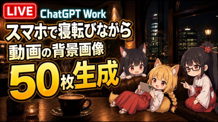 ChatGPTとChatGPT Workの使い分けをどうする？　スマホで寝転びながら動画の背景画像50枚生成　 #シニアアップデート #シニア