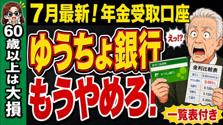 【ゆうちょ銀行はやめろ！】年金の受け取り口座 一番お得な銀行はどこ？最大金利は○○％！金融機関別金利一覧表付き