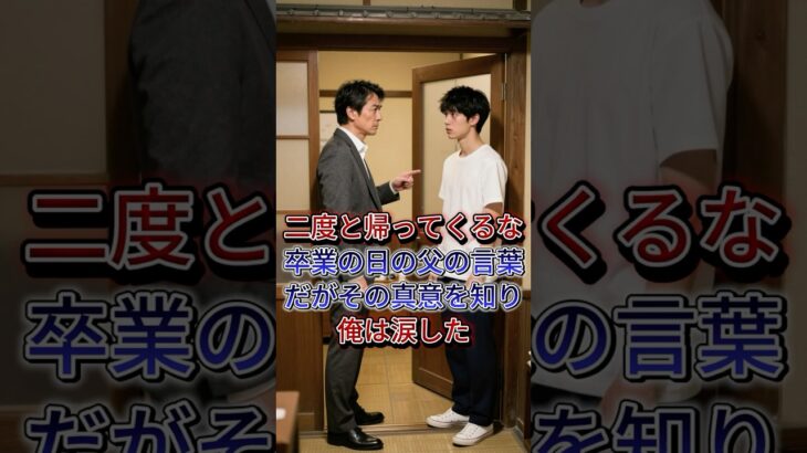 「二度と帰ってくるな」高校卒業の日に父が言ったのは俺を突き放す言葉だった。その言葉の裏にあった父の真意を知り、俺は涙した――。#泣ける話 #感動する話 #親子 #家族 #シニア