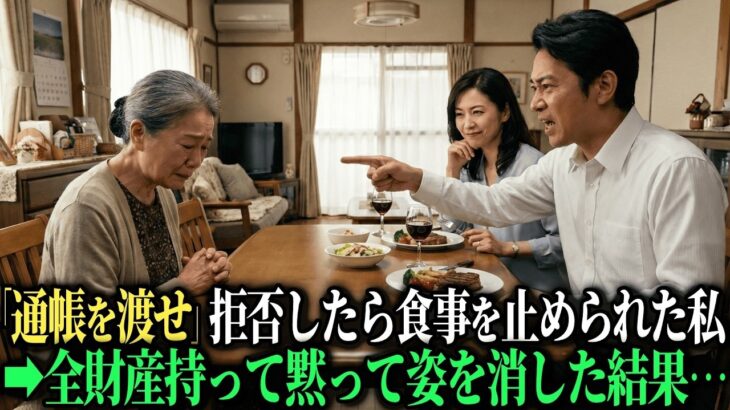 「年金は俺たちが管理するから通帳渡せ」拒否すると食事を与えられなくなった私。全財産持って黙って家を出て行った結果・・・【シニアのスカッと朗読】【老後の知恵】