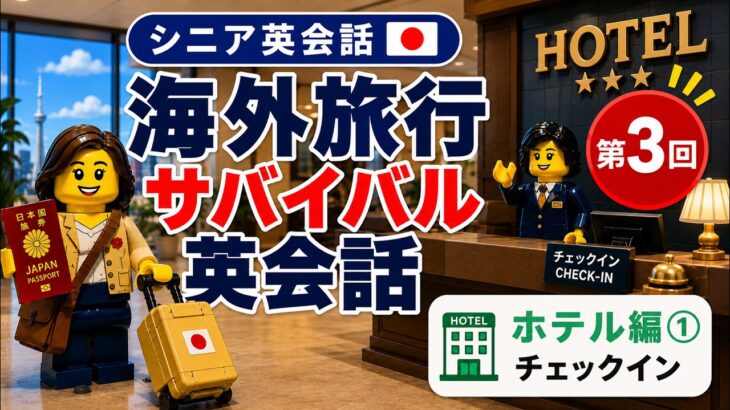 【シニア英会話③】海外旅行サバイバル英会話｜ホテル編① チェックイン