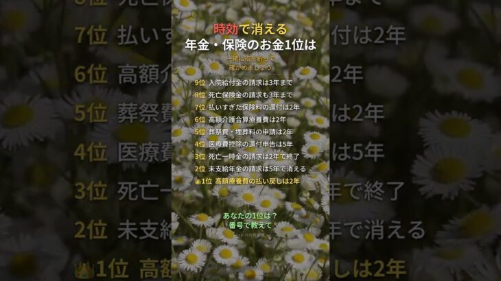 時効で消える年金・保険のお金1位は #年金 #高額療養費 #時効 #60代 #70代 #Shorts