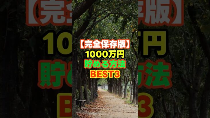 【完全保存版】1000万円貯める方法BEST3　＃1000万