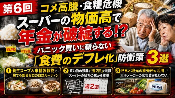 【シニアのリアル】『コメ高騰・食糧危機』スーパーの物価高で年金が破綻する！？パニック買いに頼らない「食費のデフレ化」防衛策3選