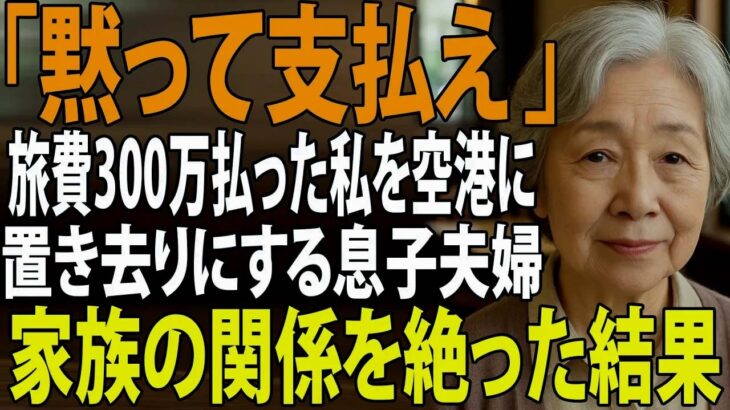 【シニアライフ】家族旅行当日、私に300万円の旅費だけ出させて空港に置き去りにする息子夫婦。息子嫁「家族だけで旅行楽しんでくるわ」→家族の関係を絶って永遠に姿を消した結果【60代以上の方へ】