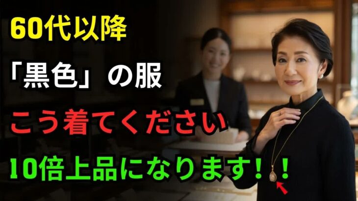 シニアの黒服スタイリング完全ガイド! くすみが優雅さに変わる4つの秘密｜シニアファッション｜冬ファッション｜黒色の服｜ブラックコーデ