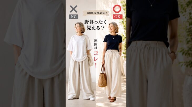 【シニアファッション】50代60代　夏のカジュアル、野暮ったくみえる？原因はこれ！#シニア#シニアライフ #60代#50代#ファッション