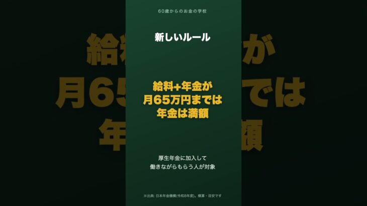 在職老齢年金の壁が月51万→月65万円へ｜「働くと年金が減る」は今年から変わりました #shorts