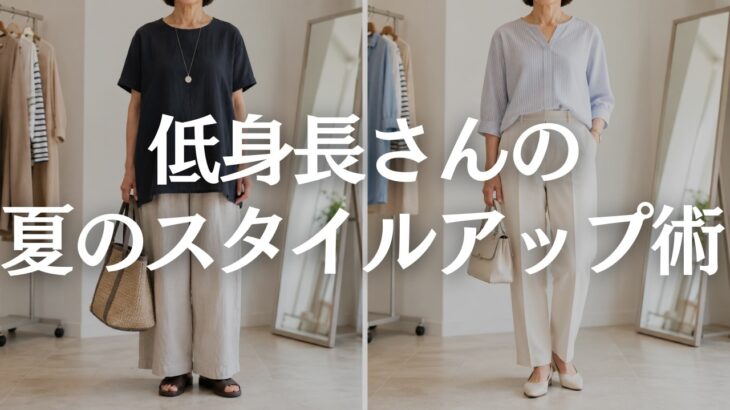 【60代ファッション】低身長さんの夏コーデ5つの法則｜ワイドパンツもロングスカートもすっきり見せる
